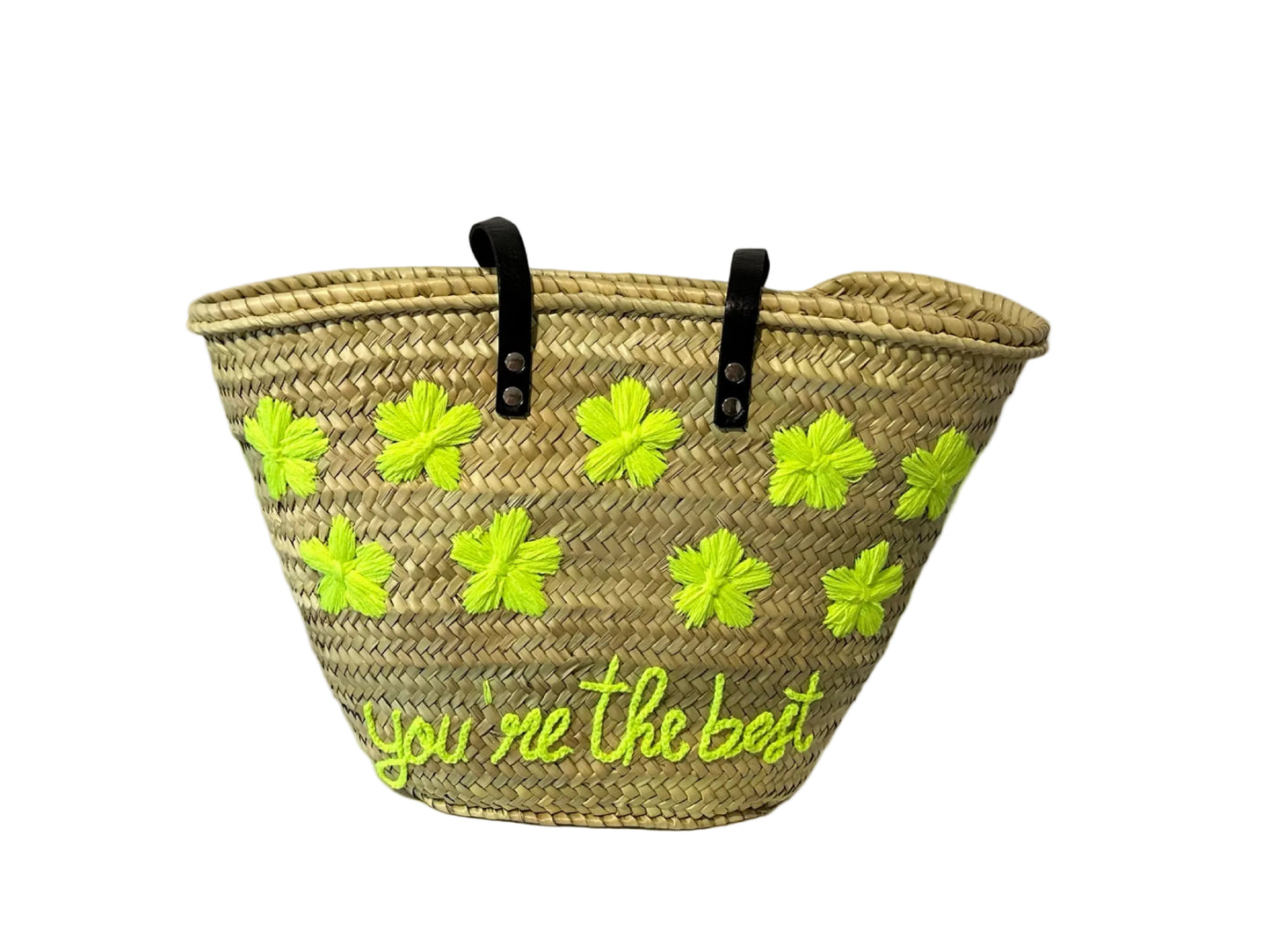 You straw embroidered shoulder bag