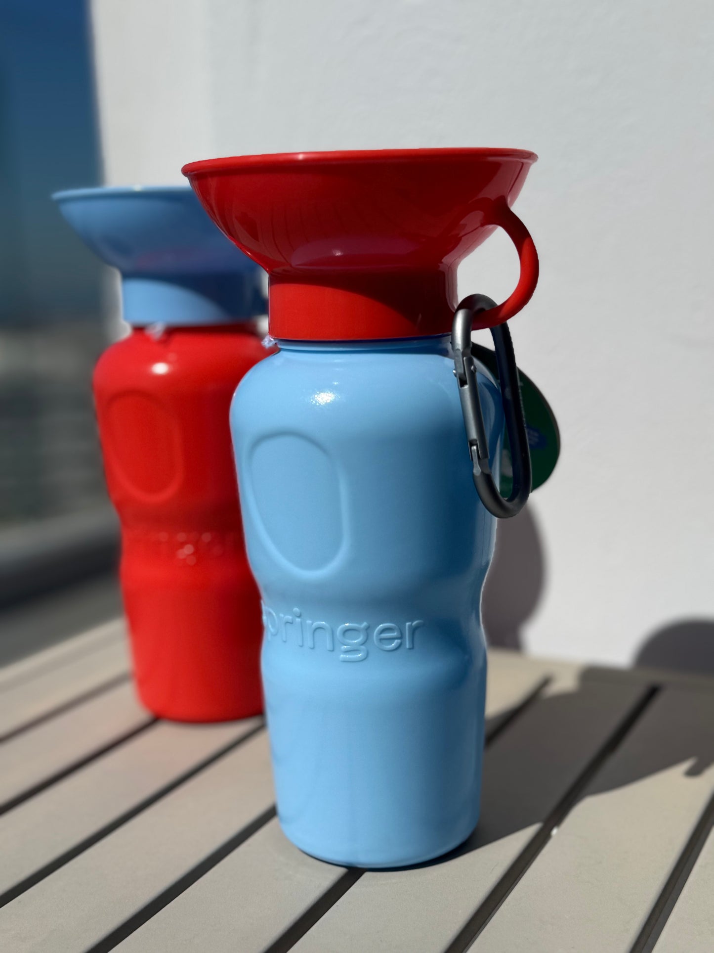 Travel water bottle - Sky Blue & Poppy