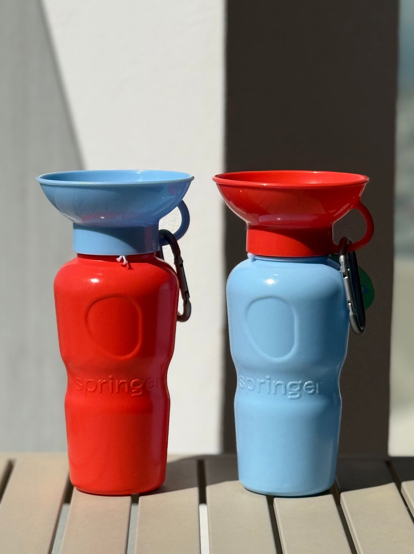 Travel water bottle - Sky Blue & Poppy