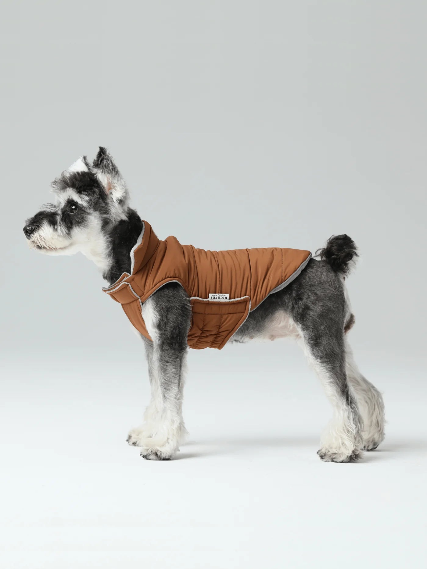REVERSIBLE DOG VEST JACKET - ORANGE GREY / GREEN BROWN
