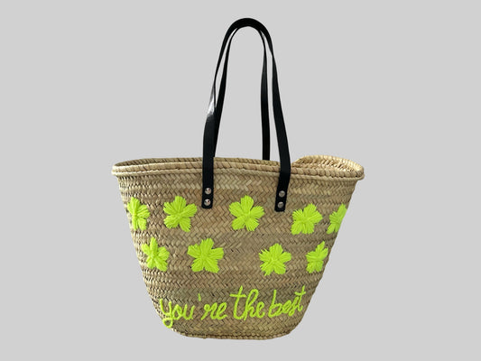 You straw embroidered shoulder bag