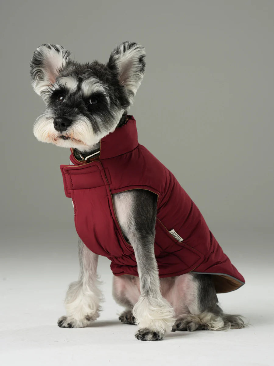 REVERSIBLE DOG VEST JACKET - RED BROWN
