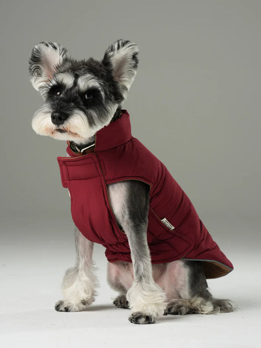 REVERSIBLE DOG VEST JACKET - RED BROWN