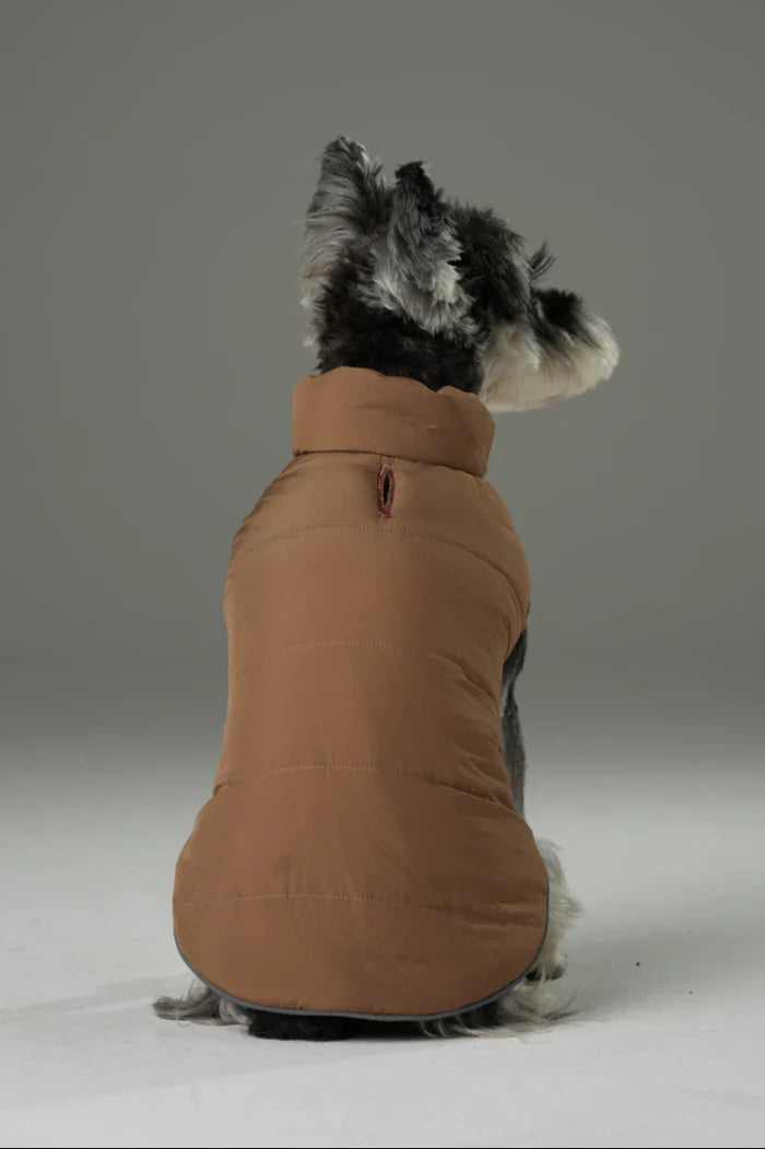 REVERSIBLE DOG VEST JACKET - RED BROWN