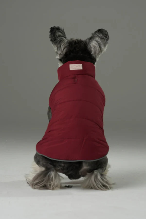 REVERSIBLE DOG VEST JACKET - RED BROWN