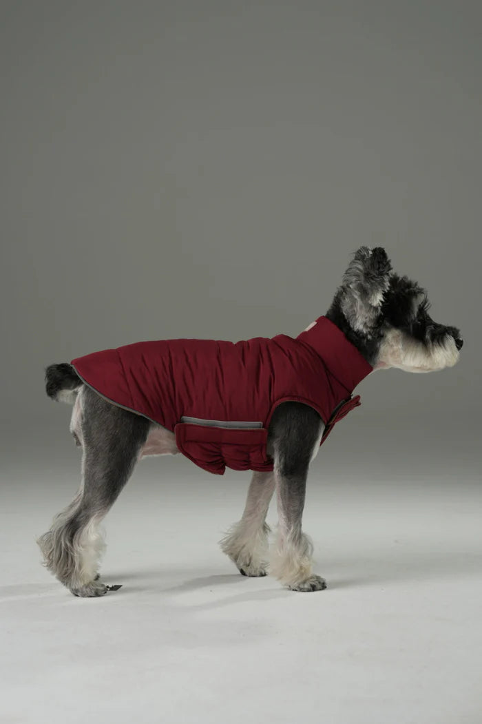 REVERSIBLE DOG VEST JACKET - RED BROWN