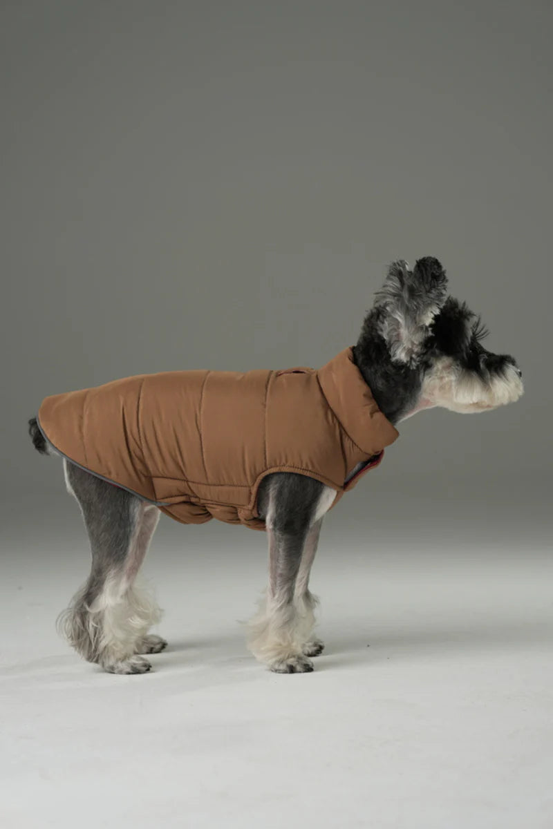 REVERSIBLE DOG VEST JACKET - RED BROWN