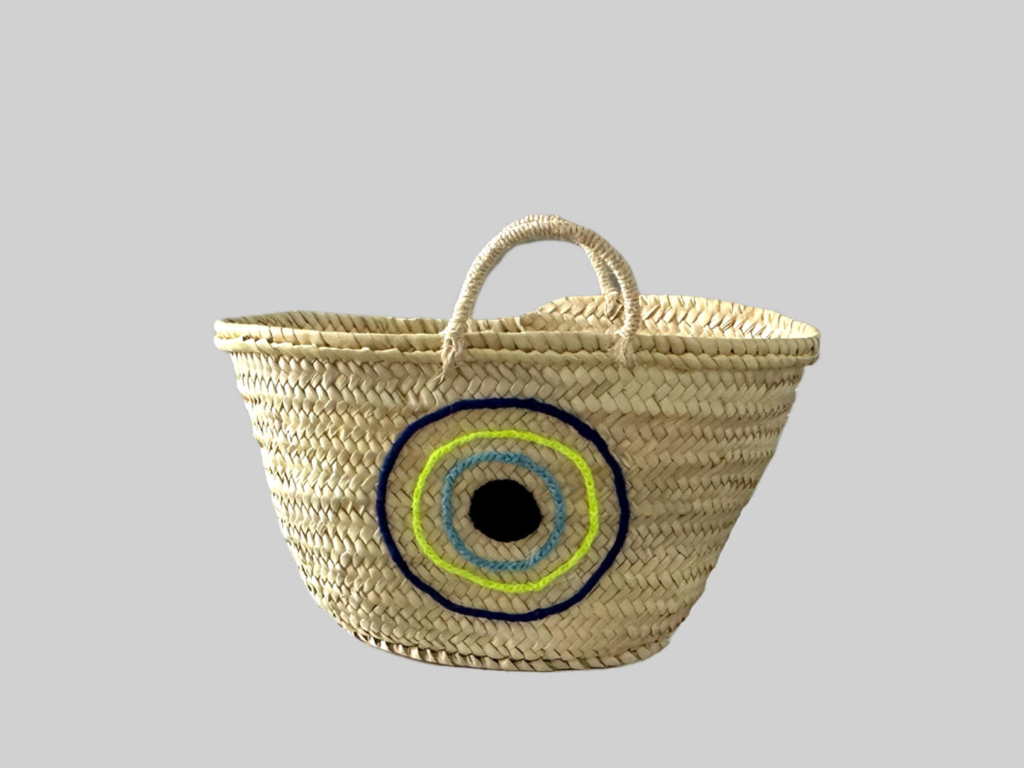 Evelyn straw embroidered tote bag